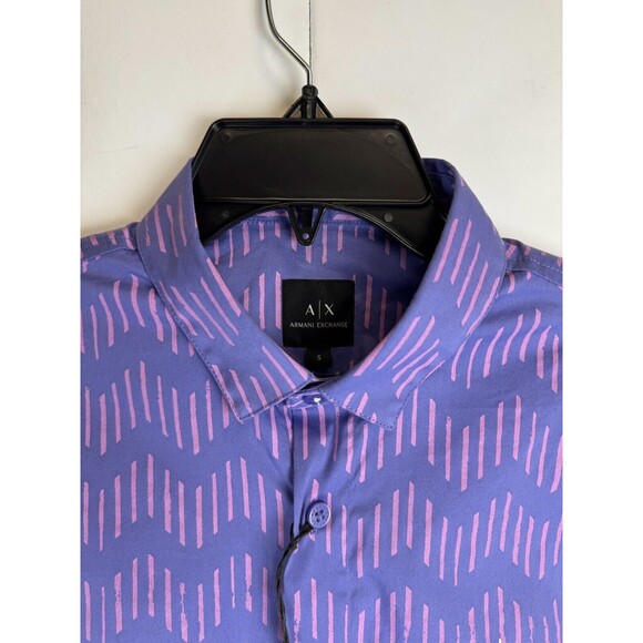 Armani Exchange A|X Men’s Slim-Fit Zig-Zag Print Button-Down Shirt Sz: Small - Picture 3 of 4